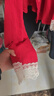 宜而爽【100%純棉】睡衣女士冬季蕾絲結婚紅色本命馬年新衣服家居服套裝 曬單實(shí)拍圖