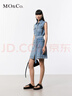 MO&Co.連衣裙春夏懷舊洗磨棉質(zhì)牛仔工裝口袋無(wú)袖附腰帶摩安珂 牛仔藍色 S 160 曬單實(shí)拍圖