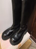 他她蔡文靜同款TATA軟糖靴彈力靴長(cháng)筒靴厚底騎士靴 黑色 36 曬單實(shí)拍圖