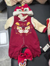 優(yōu)奇嬰兒衣服寶寶過(guò)年衣服拜年服紅色棉服加厚冬季連體衣新生兒周歲服 紅色刺繡年服+醒獅帽+醒獅襪 66cm 曬單實(shí)拍圖