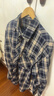 三彩2025秋季新款格紋襯衫寬松中長(cháng)款襯衣開(kāi)衫翻領(lǐng)休閑復古M 藏青色格紋 L 165/88A 曬單實(shí)拍圖