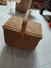 拜神籃子手工仿藤編織野餐籃雙層帶蓋雞蛋收納籃水果籃拜拜手提籃 長(cháng)方形雙層43cm 曬單實(shí)拍圖