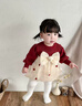 G.DUCK HELLO小黃鴨女寶寶洋裝公主裙子春秋冬嬰兒周歲禮服嬰兒拜年服女童新年 酒紅春秋款 80 cm 約12-18月/約17-20斤 曬單實(shí)拍圖