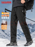 鴨鴨（YAYA）三防加厚直筒羽絨褲男士冬季中青年加絨保暖休閑外穿長(cháng)褲子 曬單實(shí)拍圖