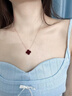 LIIA七夕情人節輕奢正品18K金四葉草項鏈女紅玉髓套鏈生日禮物送女友 【紅瑪瑙】【雙面佩戴】+精美禮盒 曬單實(shí)拍圖