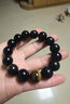 中國黃金天然黑曜石手串男招財貔貅手鏈男生日禮物送男友老公結婚紀念日 貔貅虎眼金曜石手串-14mm【京速達】 曬單實(shí)拍圖