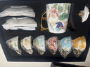 美道繁花朵朵英式下午茶茶具套裝高顏值水具茶壺水杯骨瓷咖啡杯禮盒裝 6杯碟+荷花荷口壺-深藍盒+鳥(niǎo)架 繁花朵朵 曬單實(shí)拍圖