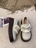 啄木鳥(niǎo)厚底花邊勃肯鞋女一腳蹬單鞋2026春季新款蝴蝶結配裙子百搭樂(lè )福鞋 米灰色 37 (235mm) 曬單實(shí)拍圖