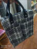 葉余新款加厚帆布包簡(jiǎn)約手提袋時(shí)尚拎包上班大容量手提包飯盒 棉麻格 曬單實(shí)拍圖