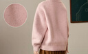 ASK JUNIOR兒童毛衣冬季中大童加絨加厚保暖毛衫女童純色針織衫上衣 粉色 曬單實(shí)拍圖