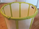 嬰兒游泳桶可折疊免安裝寶寶洗澡池家用兒童泡澡桶新生兒浴盆保溫 綠色浴桶（感溫款） 兒童折疊款 曬單實(shí)拍圖