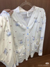 婧麒（JOYNCLEON）云慕絲睡衣女春夏款純棉長(cháng)袖長(cháng)褲2025新款女士家居服套裝 【星辰大海-V字領(lǐng)】云慕絲-A類(lèi)品 S 曬單實(shí)拍圖