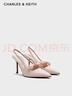 CHARLES&KEITH緞面蝴蝶結尖頭高跟涼鞋女生日禮物新年禮物送女友CK1-60361556 Light Pink淺粉色 37 曬單實(shí)拍圖