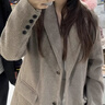初語(yǔ)咖啡色加厚呢子大衣女2023冬季新款款通勤風(fēng)墊肩毛呢西裝外套 淺咖色 M 曬單實(shí)拍圖