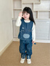 幼歌（YOUGE）春新品嬰幼兒可愛(ài)喵咪立體剪裁寬松背心中小童牛仔馬甲 牛仔藍 100 cm 曬單實(shí)拍圖