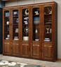 小木窩實(shí)木書(shū)柜 胡桃木書(shū)柜玻璃門(mén)收納儲物櫥架落地柜中式書(shū)房置物書(shū)架 三門(mén)書(shū)柜 組裝 曬單實(shí)拍圖