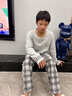 Charm Kendo睡衣男士春秋季薄款純棉長(cháng)袖秋冬男生青少年舒適家居服可外穿套裝 灰色 送老公實(shí)用高級感 XL(120-140) 曬單實(shí)拍圖