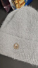 帽子女士兔毛針織帽網(wǎng)紅字母m標毛線(xiàn)帽加絨保暖帽秋冬護耳帽批發(fā) 灰色 曬單實(shí)拍圖