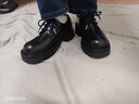 紅蜻蜓大頭皮鞋新款圓頭黑色工裝鞋通勤厚底增高皮鞋WTA35004黑色41 曬單實(shí)拍圖