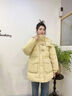 香影超好看黃色羽絨服女2025冬裝新款白鴨絨連帽牛角扣中長(cháng)款外套 黃色 L 曬單實(shí)拍圖