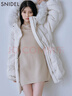 SNIDEL2025秋冬新品抽繩收腰毛領(lǐng)連帽中長(cháng)款鴨絨羽絨服SWFC255304 象牙白 均碼 曬單實(shí)拍圖