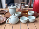 青澹汝窯整套旅行茶具套裝禮品家用冰裂釉天青汝瓷整套緣覺(jué)若水 西子捧心茶組 3件 曬單實(shí)拍圖
