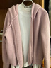 香影連帽粉色針織開(kāi)衫女2025秋冬新款寬松拉鏈軟糯慵懶風(fēng)毛衣外套 粉紅 M 曬單實(shí)拍圖