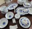 富玉景德鎮高顏值青花瓷玲瓏餐具套裝高級感喬遷家用輕奢陶瓷碗碟 萬(wàn)壽蓮套裝（釉下彩） 58頭 曬單實(shí)拍圖