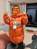 鴨鴨25新款冬裝男童中長(cháng)款羽絨服寶寶小童兒童印花加厚外套 橘色 120 曬單實(shí)拍圖