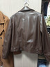 秋水伊人復古機車(chē)皮衣女2025年秋裝新款短款翻領(lǐng)皮夾克今年流行黑色外套 咖啡色 XL 曬單實(shí)拍圖