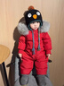 G.duck嬰兒連體羽絨服男女童寶寶外出服爬服哈衣冬季加厚嬰幼兒童裝套裝 中國紅 加絨 灰色狐貍毛領(lǐng) 80 (建議身高70-80cm) 曬單實(shí)拍圖