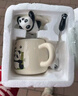 品喻（PINYU）杯子馬克杯咖啡杯陶瓷杯水杯家用大容量帶蓋帶勺沖泡杯招手熊貓 曬單實(shí)拍圖