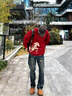 真維斯（Jeanswest）酒紅色衛衣秋冬季男女同款2026新年限定馬年本命年衣服潑墨馬外套 曬單實(shí)拍圖
