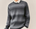 森馬（Semir）商場(chǎng)同款|毛衫男冬漸變條紋針織衫2025復古圓領(lǐng)毛衣101725107111 曬單實(shí)拍圖