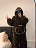 另約復古碎花毛絨連帽睡衣女秋冬季珊瑚絨保暖家居服法蘭絨套裝可外穿 S805 復古碎花 M 曬單實(shí)拍圖