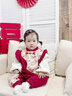 班喜迪嬰兒衣服春裝嬰幼兒連體衣新中式寶寶周歲禮服滿(mǎn)月百天哈衣外出服 紅色 90cm 曬單實(shí)拍圖