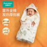 全棉時(shí)代嬰兒抱被秋冬加厚可脫膽純棉新生兒包被產(chǎn)房包巾 雀舞花園90cm 曬單實(shí)拍圖