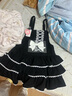 TO ALICE【To Alice】熊之原創(chuàng  )lolita古早昭和蛋糕三層裙擺背帶裙襯衫套裝 C8637黑色背帶裙 M 曬單實(shí)拍圖