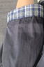 茵曼（INMAN）茵曼格紋翻邊休閑闊腿褲2026春女裝新款直筒松緊腰長(cháng)褲 深藍色 S 曬單實(shí)拍圖
