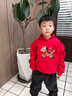 NASA STONE馬年本命年衣服男童衛衣套裝紅色加絨2026新款兒童女童新年服 紅色+黑褲子（春秋款二） 120 120cm 兒童尺碼推薦【38-45斤】 曬單實(shí)拍圖