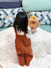 幼歌（YOUGE）嬰幼兒春新舒適親膚燈芯絨長(cháng)褲寶寶百搭背帶褲 咖色 90 cm 曬單實(shí)拍圖