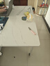 吉世倫折疊桌子實(shí)木家用小戶(hù)型免安裝簡(jiǎn)易飯桌可伸縮移動(dòng)多功能餐桌 雪山石白加白架帶輪加巖板 120cm  *80cm*75cm 曬單實(shí)拍圖