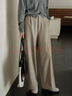 可然樸簡(jiǎn)【芮清】垂順感美利奴羊毛2025秋冬新款通勤直筒褲顯瘦長(cháng)褲子女褲 淺卡色 L 曬單實(shí)拍圖