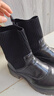 啄木鳥(niǎo)小羊皮拼接高跟粗跟圓頭襪靴女新款春秋短靴厚底針織彈力瘦瘦靴女 黑色【單里】 36 曬單實(shí)拍圖