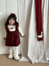 西兒女寶寶秋冬新年圣誕裝蝴蝶結連衣裙嬰兒周歲禮服針織衫公主毛衣裙 紅色 100 曬單實(shí)拍圖
