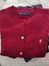 POLOWALK紅色麻花針織開(kāi)衫女秋冬新款保羅女裝新年本命年毛衣開(kāi)衫外套上衣 酒紅【新款】 XL (170) 曬單實(shí)拍圖