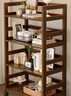 耐賽爾全實(shí)木置物架收納架落地儲物多層架子展示小推車(chē)家用移動(dòng)書(shū)架書(shū)柜 全松木【3層】80CM-胡桃色 曬單實(shí)拍圖