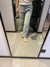 絲柏舍高腰牛仔褲2025冬裝新款女裝復古水洗修身加絨闊腿褲 曬單實(shí)拍圖