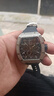 布加迪（BONEST GATTI）手表男士德國機械表全自動(dòng)夜光鑲鉆輕奢腕表情人節新年禮物送男友 多功能月相BG5004-R1銀殼黑面黑膠帶 曬單實(shí)拍圖