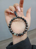 龍虎山天然黑曜石手鏈銀曜石手串女男款黑水晶黑銀耀石和田玉寺廟手持珠 曬單實(shí)拍圖